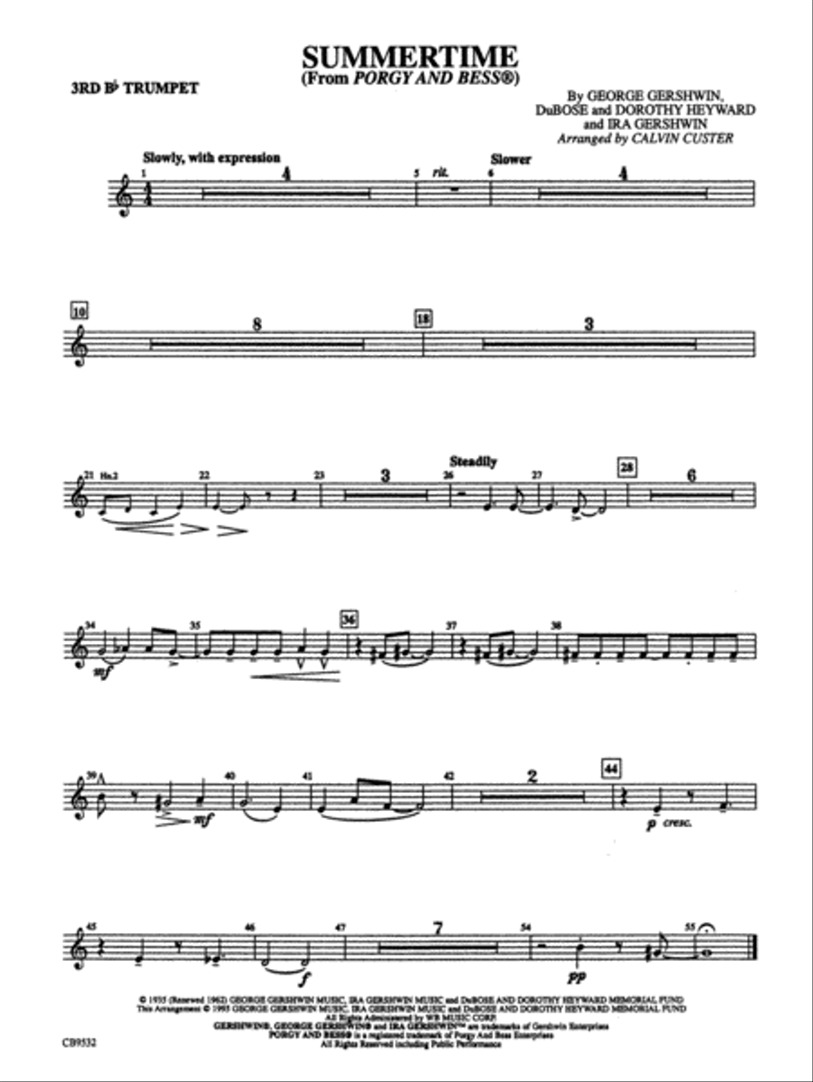 Book cover for Summertime: 3rd B-flat Trumpet