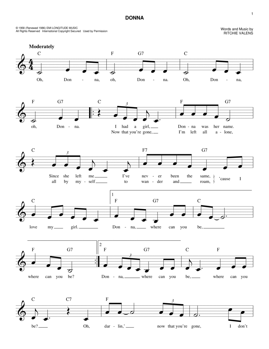 Donna Piano scores gallery preview page 1