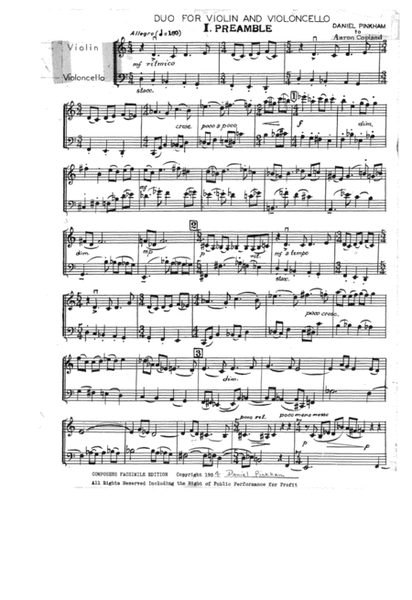 [Pinkham] Duo for Violin and Violoncello