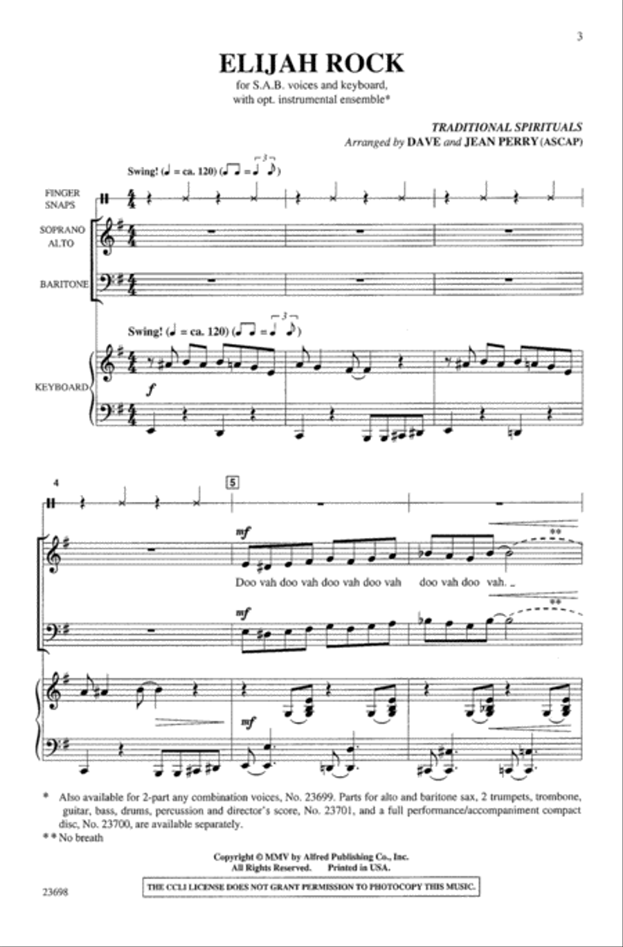 Elijah Rock Elijah Rock 3-Part scores gallery preview page 2