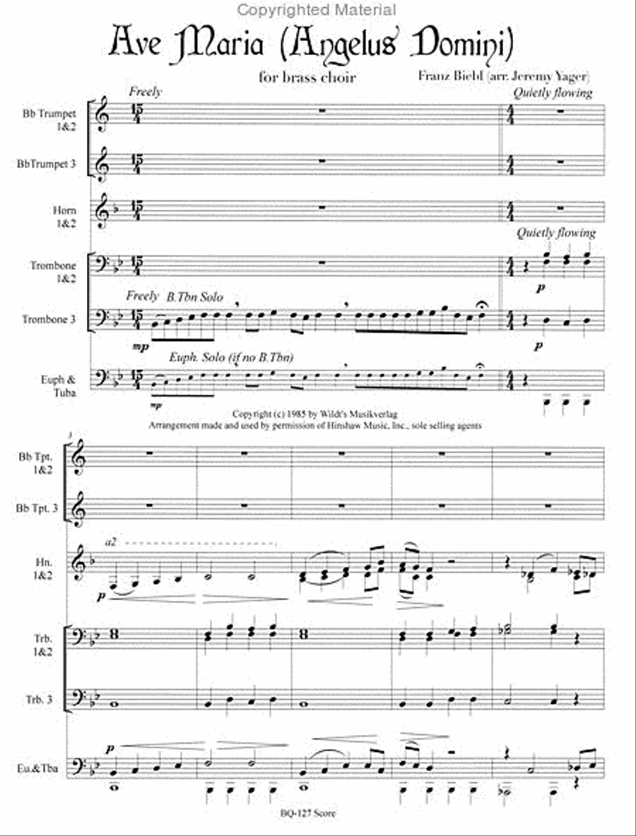 Ave Maria (Angelus Domini) Euphonium scores gallery preview page 2
