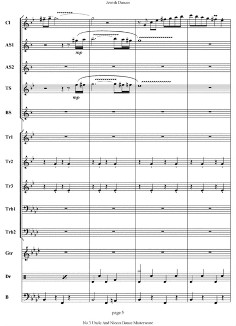 Jewish Dances. No.3, Uncle And Nieces Dance. Concert Band scores gallery preview page 5