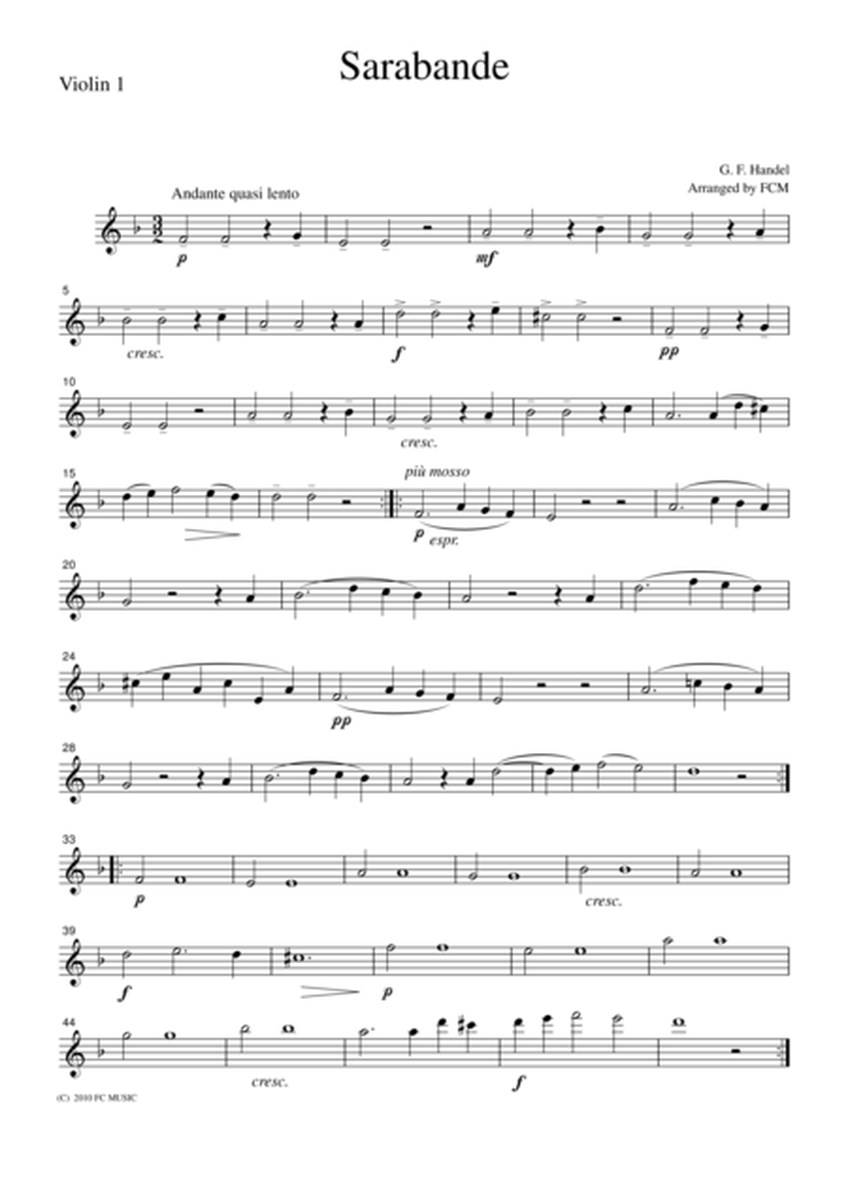 Handel Sarabande, for string quartet, CH109 image number null