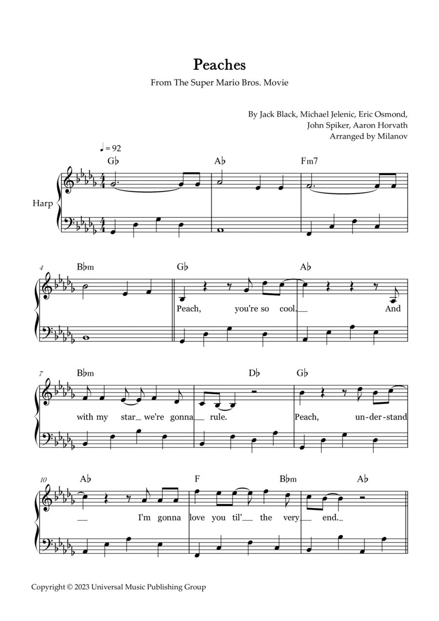 Peaches Pedal Harp scores gallery preview page 1