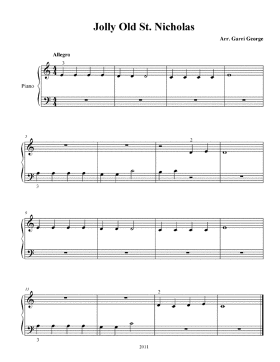 Jolly Old St. Nicholas Jolly Old St. Nicholas Easy Piano scores gallery preview page 1