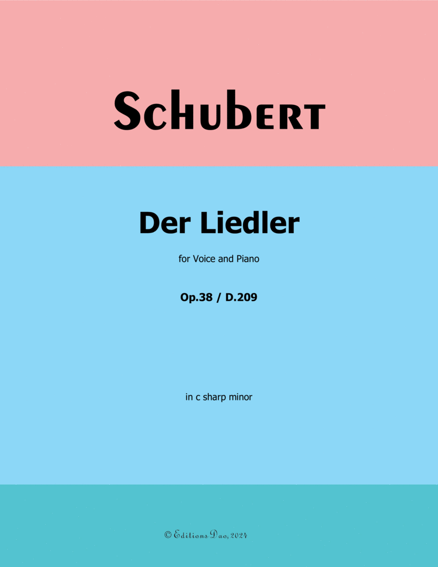 Der Liedler, by Schubert, Op.38(D.209), in c sharp minor Voice scores gallery preview page 1