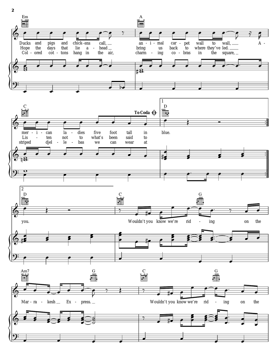 Marrakesh Express Piano, Vocal, Guitar scores gallery preview page 2