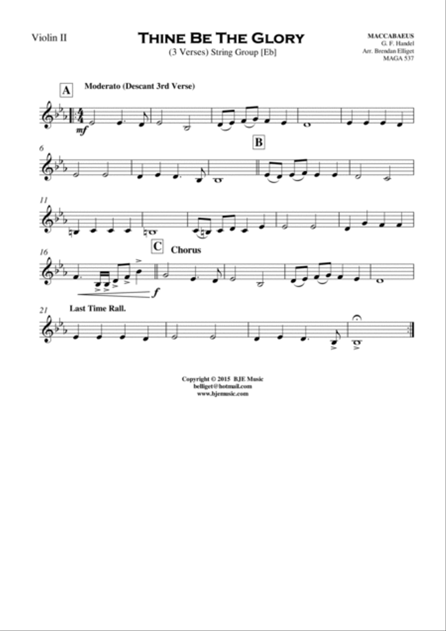 Thine Be The Glory (MACCABEUS) - String Group with Optional Piano Cello scores gallery preview page 4