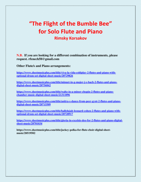 The Flight of the Bumble Bee - Rimsky Korsakov - for Flute and Piano image number null