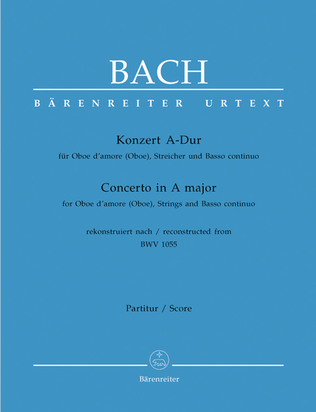 Book cover for Konzert for Oboe d'amore (Oboe), Streicher und Basso continuo A major