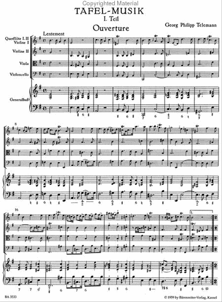 Ouverture and Conclusion for two Flutes, Strings and Basso continuo e minor Flute scores gallery preview page 2