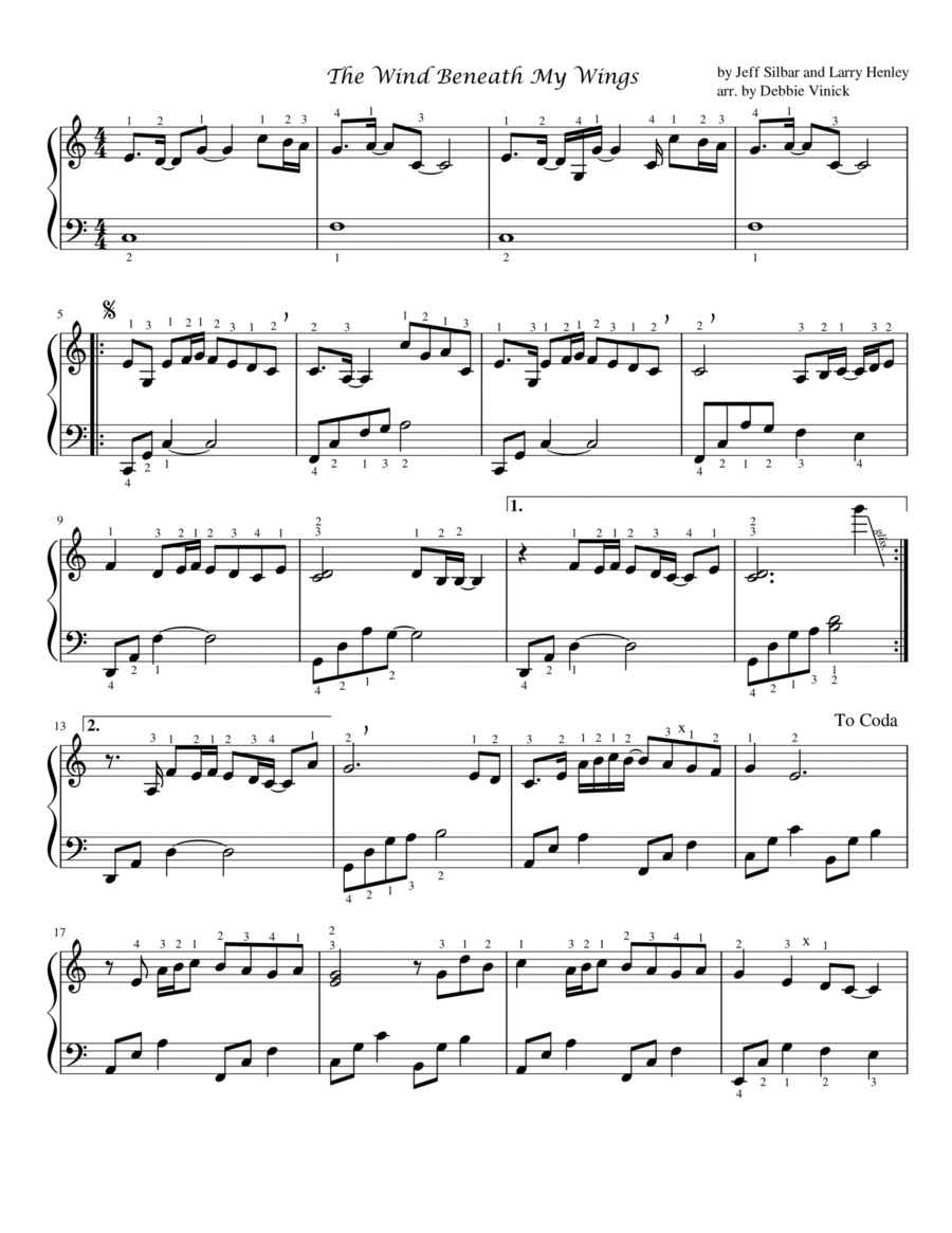 The Wind Beneath My Wings Celtic Harp scores gallery preview page 1