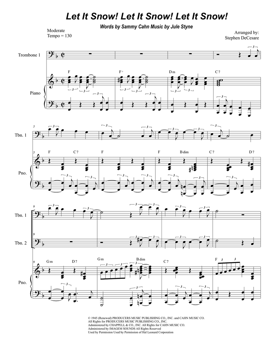 Let It Snow! Let It Snow! Let It Snow! Trombone Duet scores gallery preview page 1