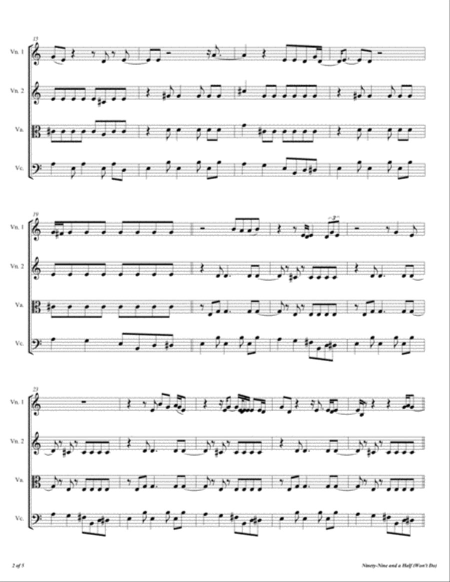Ninety-Nine And A Half (Won't Do) String Quartet scores gallery preview page 3
