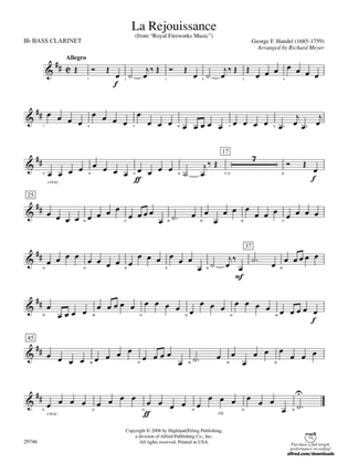 La Rejouissance (from Royal Fireworks Music): B-flat Bass Clarinet