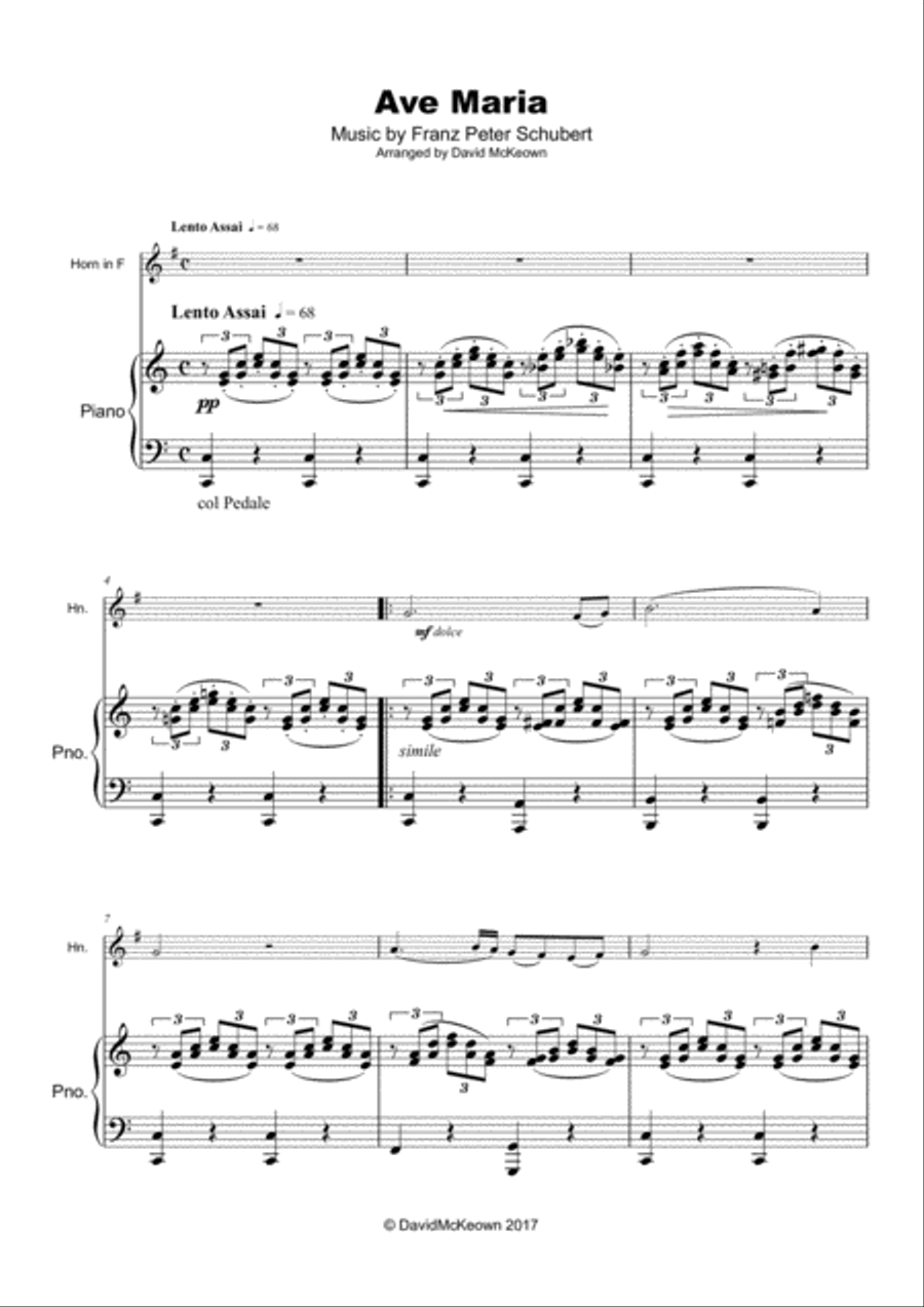 Ave Maria by Franz Schubert, for Horn in F and Piano Piano scores gallery preview page 3
