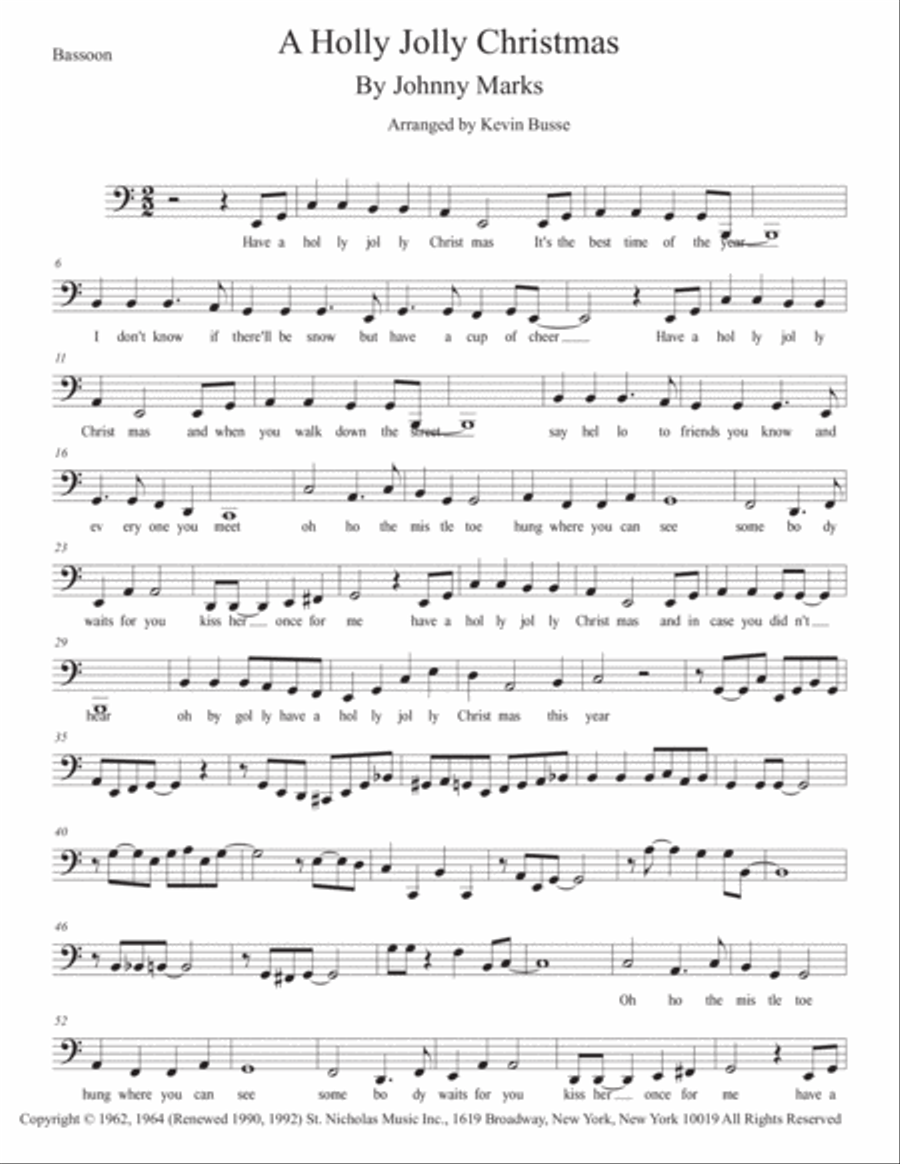 A Holly Jolly Christmas A Holly Jolly Christmas Bassoon Solo scores gallery preview page 1