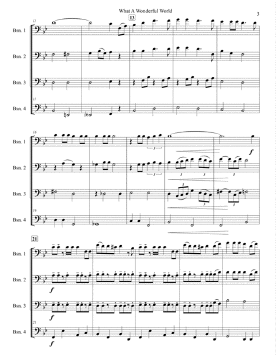 What A Wonderful World Woodwind Quartet scores gallery preview page 3
