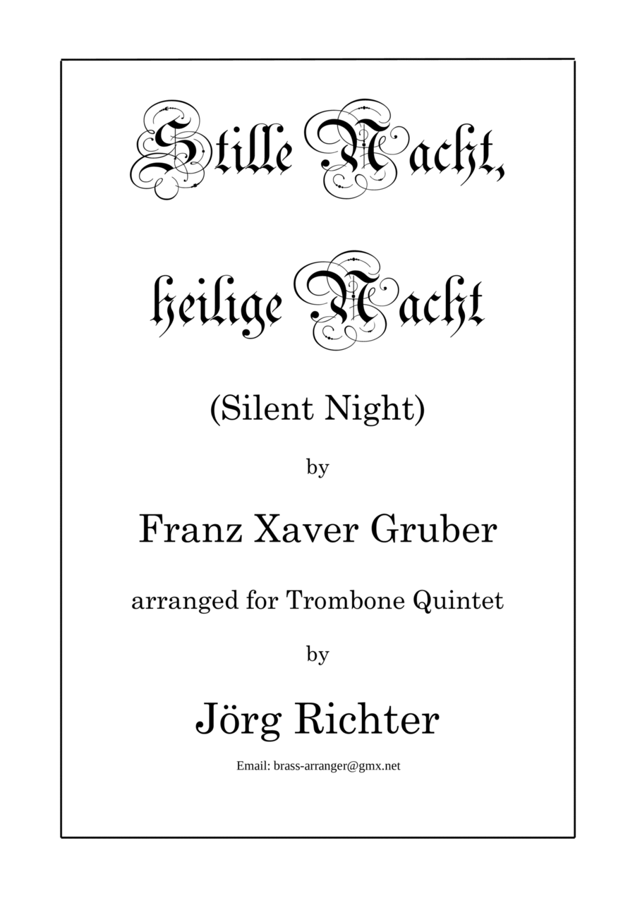 Stille Nacht, heilige Nacht (Silent Night) for Trombone Quintet Brass Quintet scores gallery preview page 1