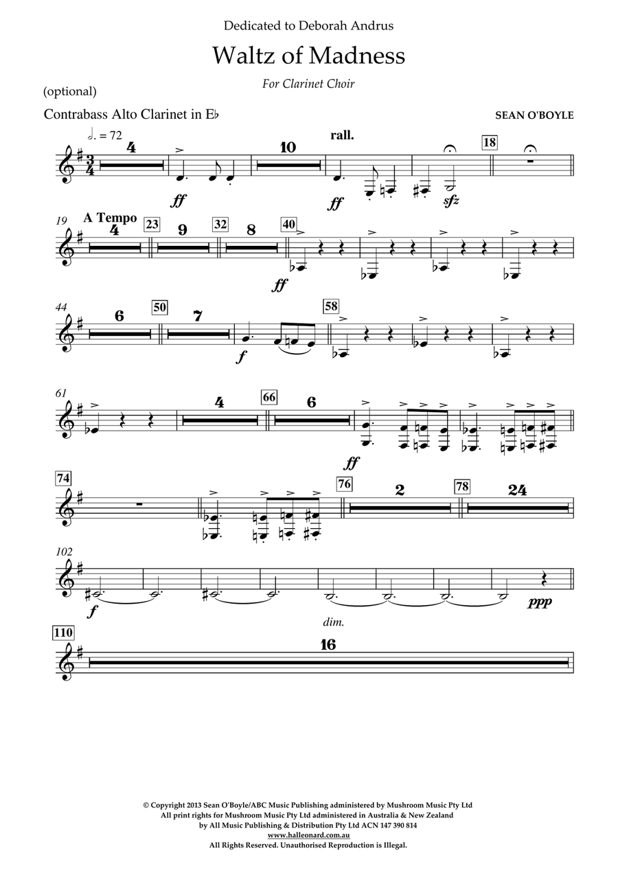 Waltz Of Madness - Contrabass Clarinet in Eb Woodwind Ensemble scores gallery preview page 1