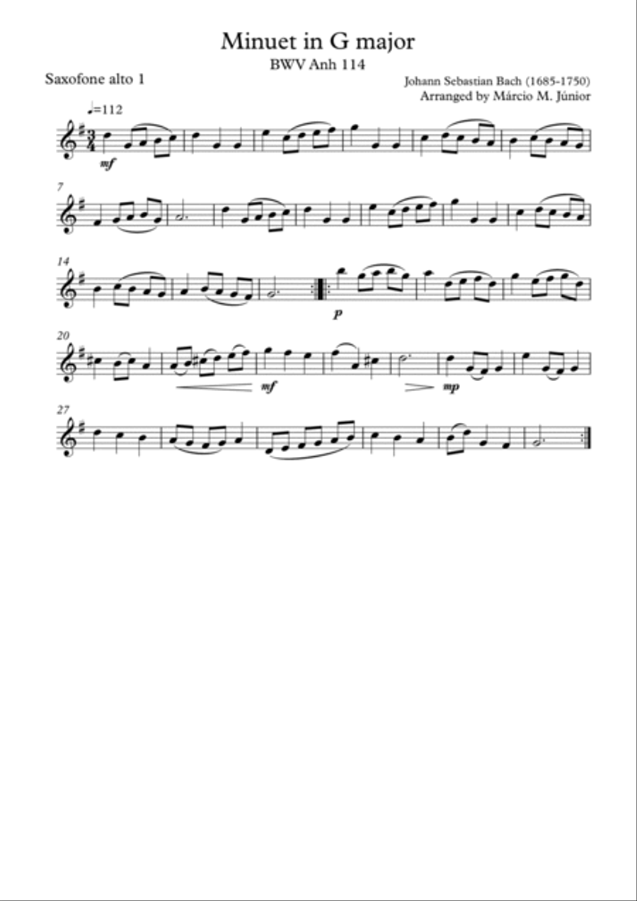 Minuet in G major - BWV Anh 114 Woodwind Trio scores gallery preview page 3