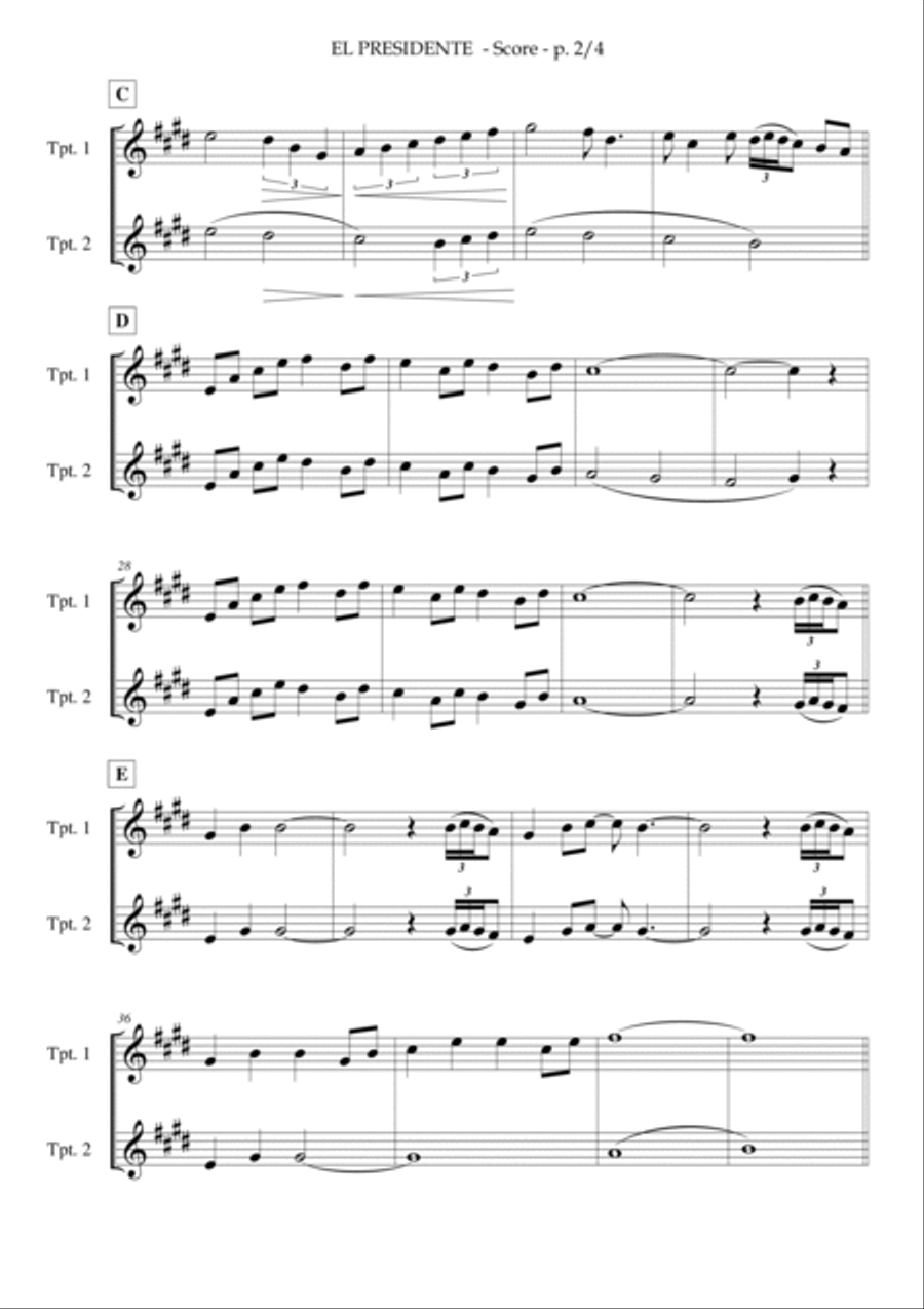 El Presidente Trumpet Duet scores gallery preview page 2