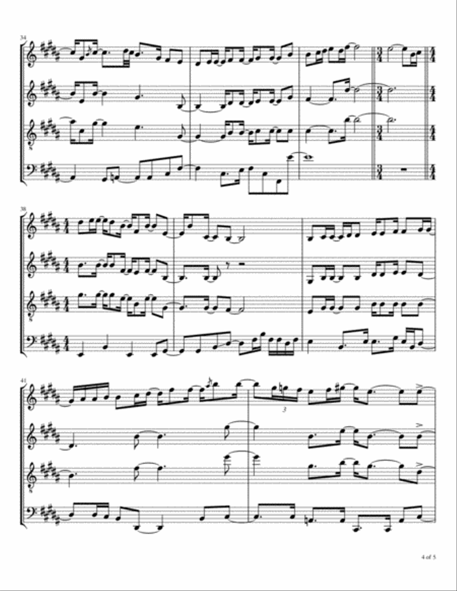 Lo, How A Rose E'er Blooming Woodwind Quartet scores gallery preview page 5