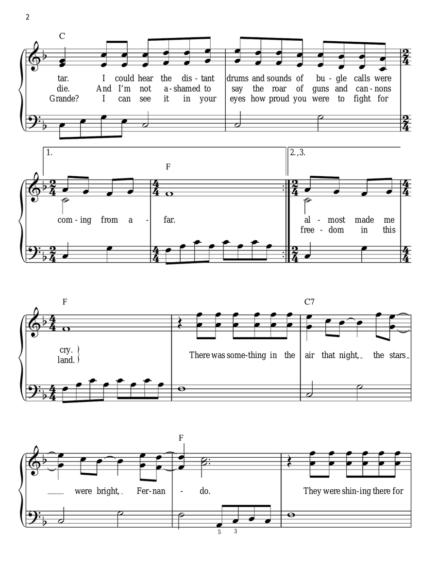 Fernando Easy Piano scores gallery preview page 2