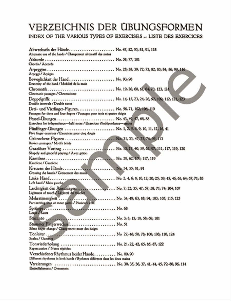 125 Exercises for Passage Playing Op. 261 for Piano Piano Method scores gallery preview page 2