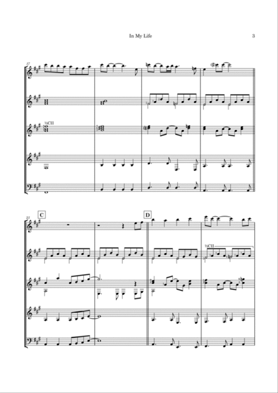 In My Life Guitar Ensemble scores gallery preview page 6