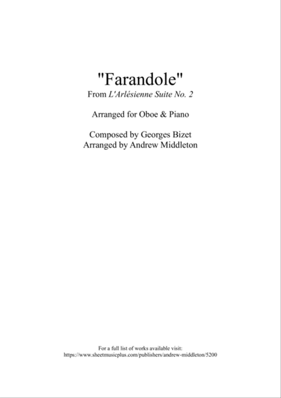 Farandole arranged for Oboe and Piano Violin scores gallery preview page 1