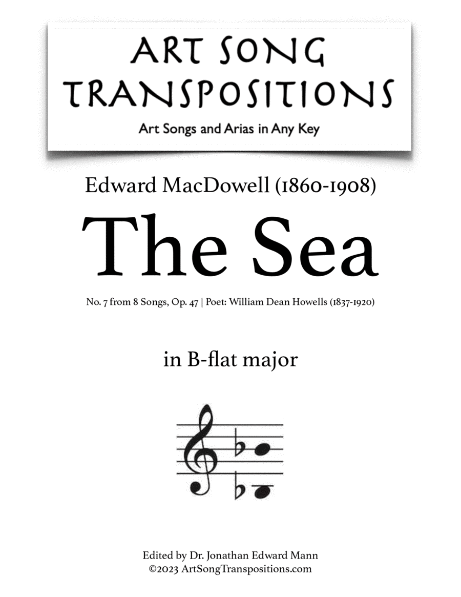 MACDOWELL: The Sea (transposed to B-flat major) Voice scores gallery preview page 1
