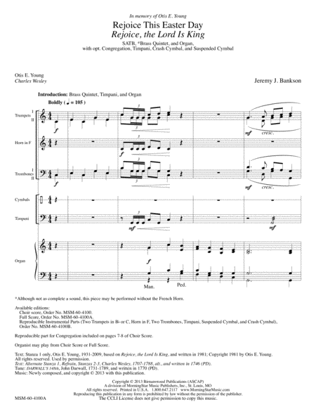 Rejoice This Easter Day (Rejoice, the Lord Is King) (Full Score)
