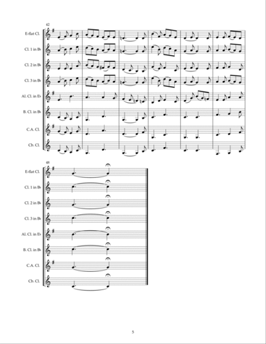 It Came Upon The Midnight Clear, for Clarinet Choir Clarinet Choir scores gallery preview page 5