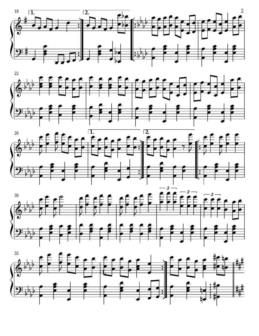 Turkey in the Straw Piano Solo scores gallery preview page 2
