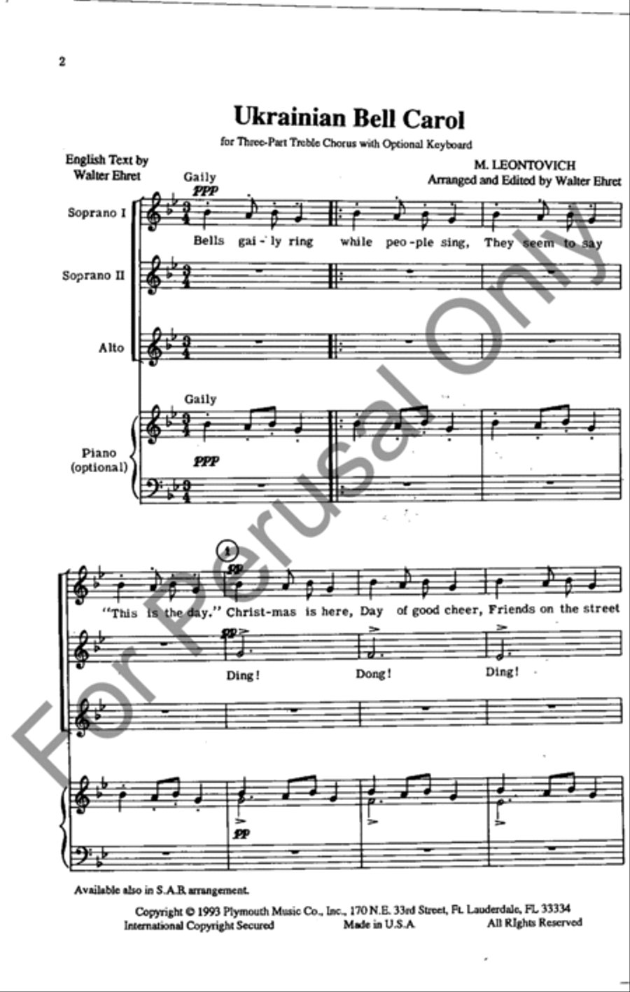 Ukranian Bell Carol Ukranian Bell Carol SSA scores gallery preview page 2