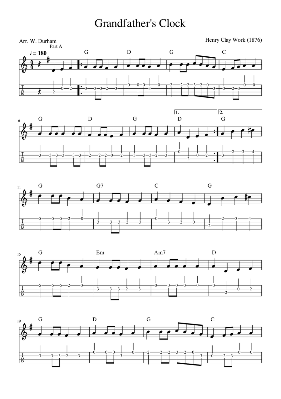 Grandfather's Clock (for Ukulele) Ukulele scores gallery preview page 1