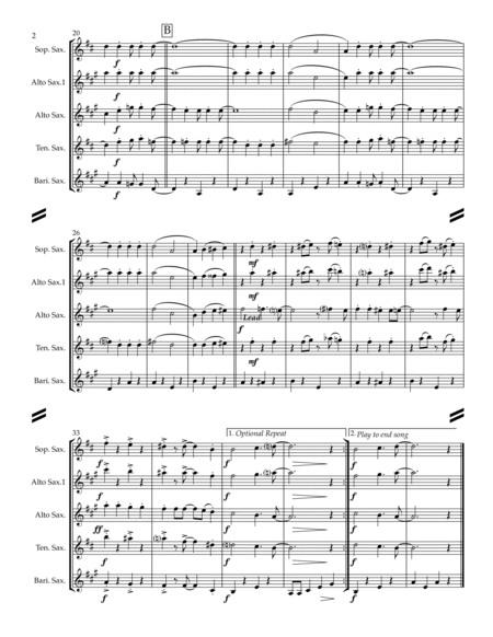 Sing-along Medley #3 (for Saxophone Quartet SATB or AATB) image number null