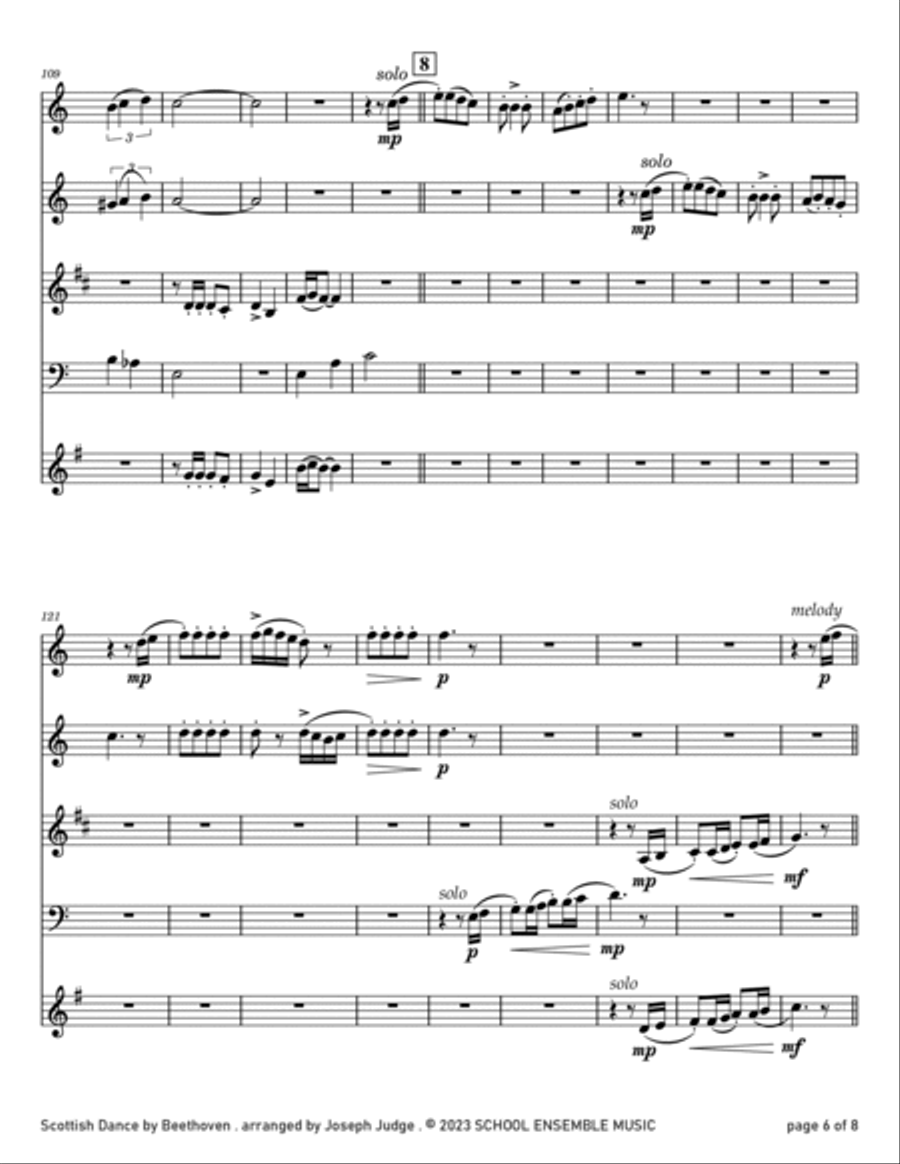 Scottish Dance by Beethoven for Woodwind Quartet in Schools Woodwind Quartet scores gallery preview page 6