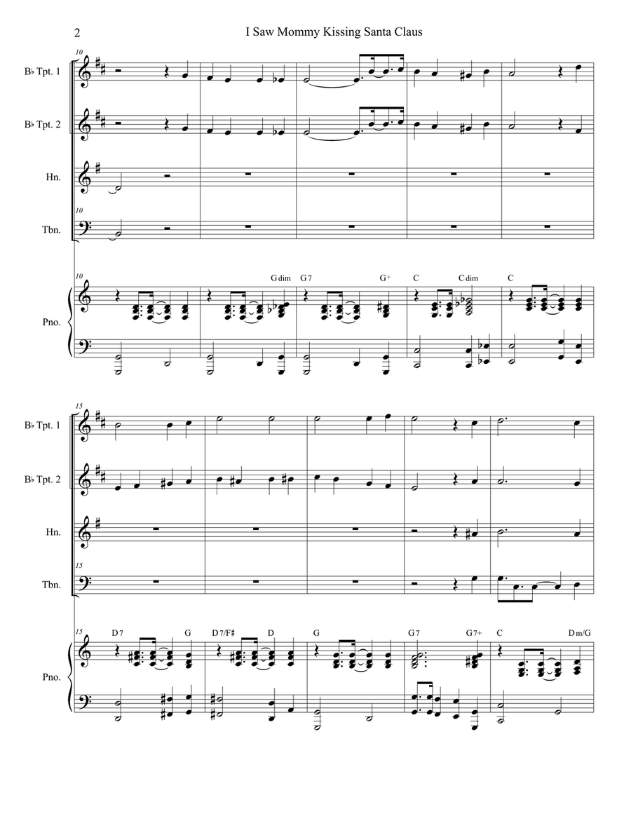 I Saw Mommy Kissing Santa Claus Brass Quartet scores gallery preview page 2