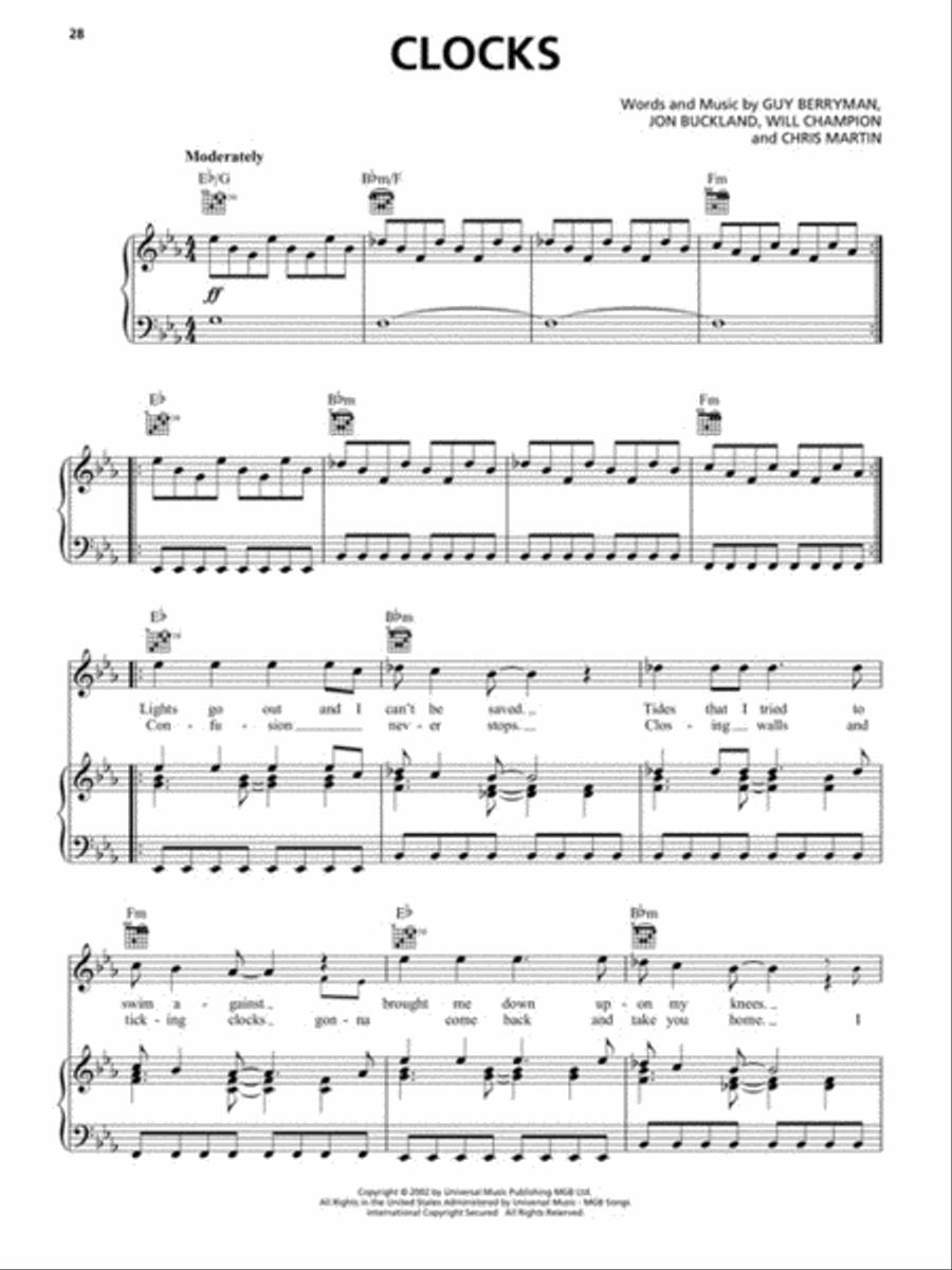 Coldplay Sheet Music Collection Piano, Vocal, Guitar scores gallery preview page 4