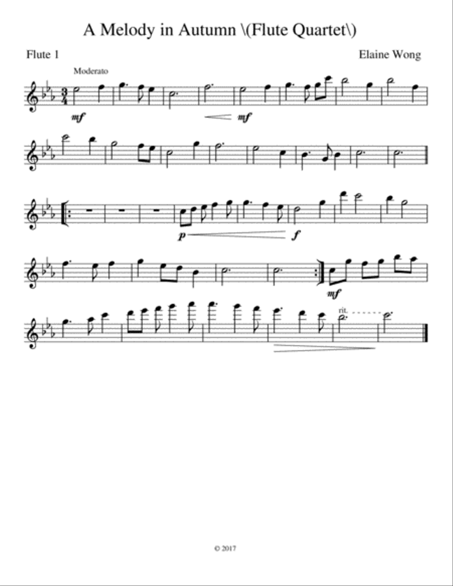 A Melody in Autumn (Flute Quartet) Flute Quartet scores gallery preview page 4