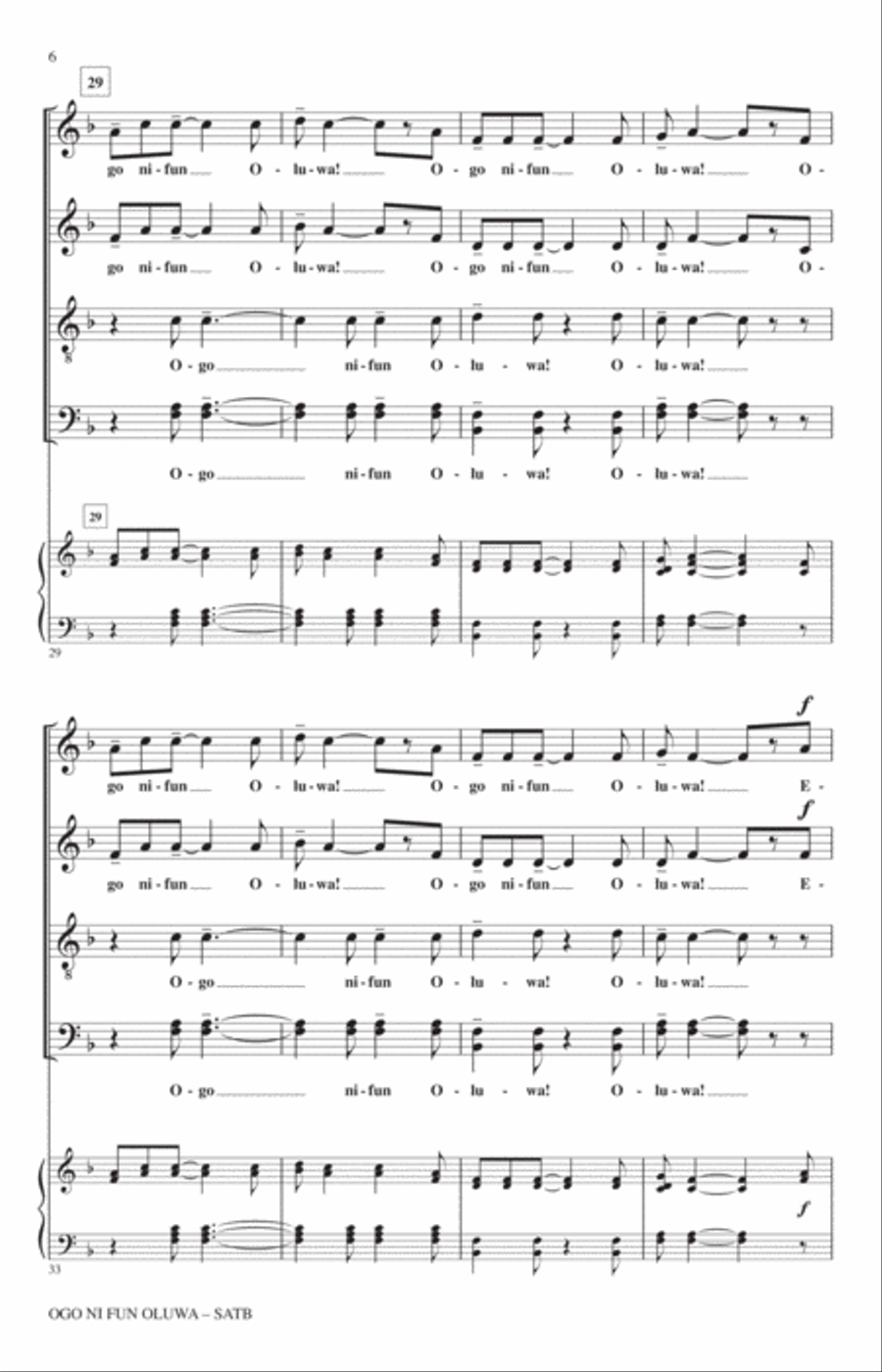 Ogo Ni Fun Oluwa! (Glory To God In The Highest!) 4-Part scores gallery preview page 4