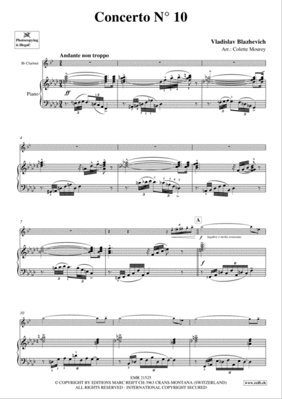 Concerto No. 10 Clarinet Solo scores gallery preview page 3
