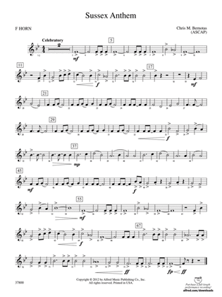 Sussex Anthem: 1st F Horn