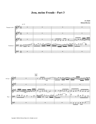Jesu, meine Freude - Part 3, by J.S. Bach for Brass Quintet
