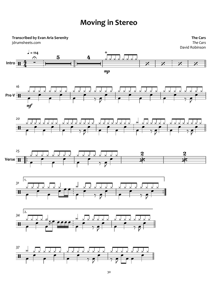 Moving In Stereo Drum Set scores gallery preview page 1