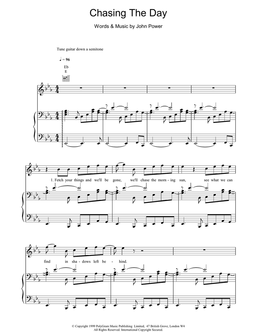 Chasing The Day Piano, Vocal, Guitar scores gallery preview page 1
