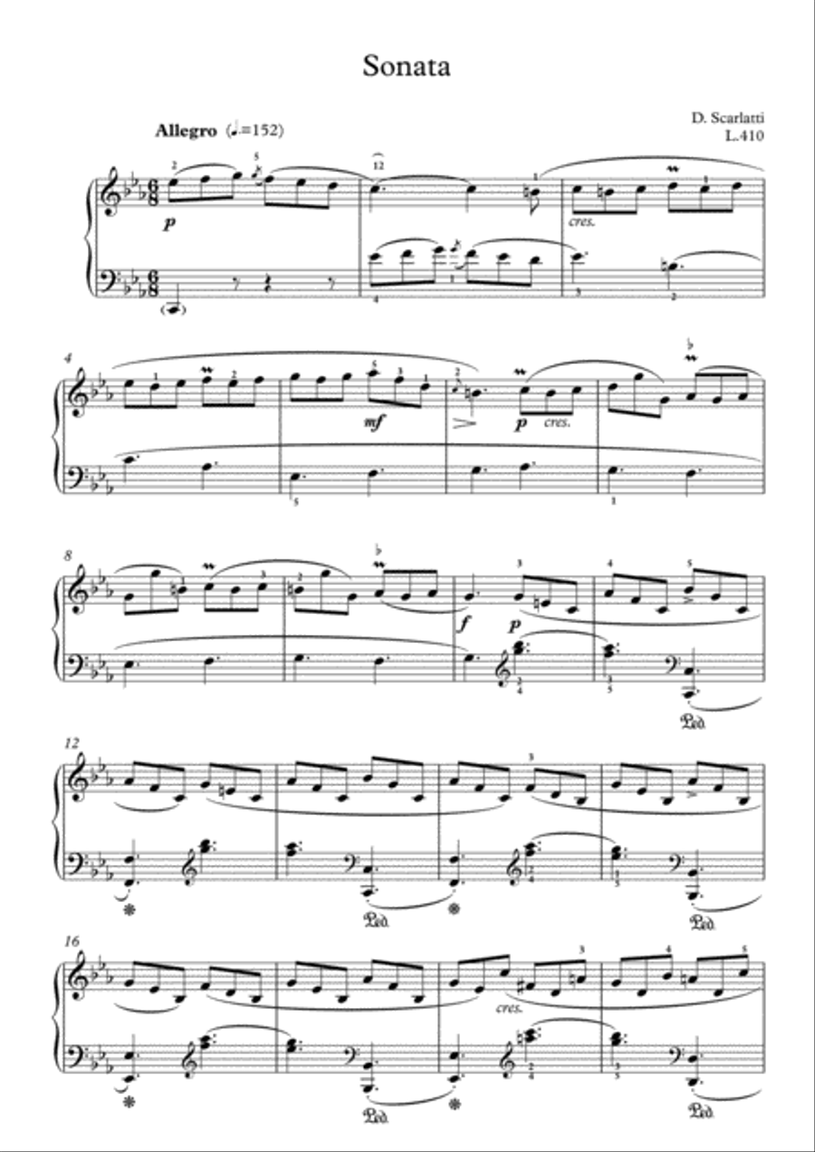 Scarlatti-Sonata in c-minor L.410 K.174(piano) Piano Solo scores gallery preview page 2