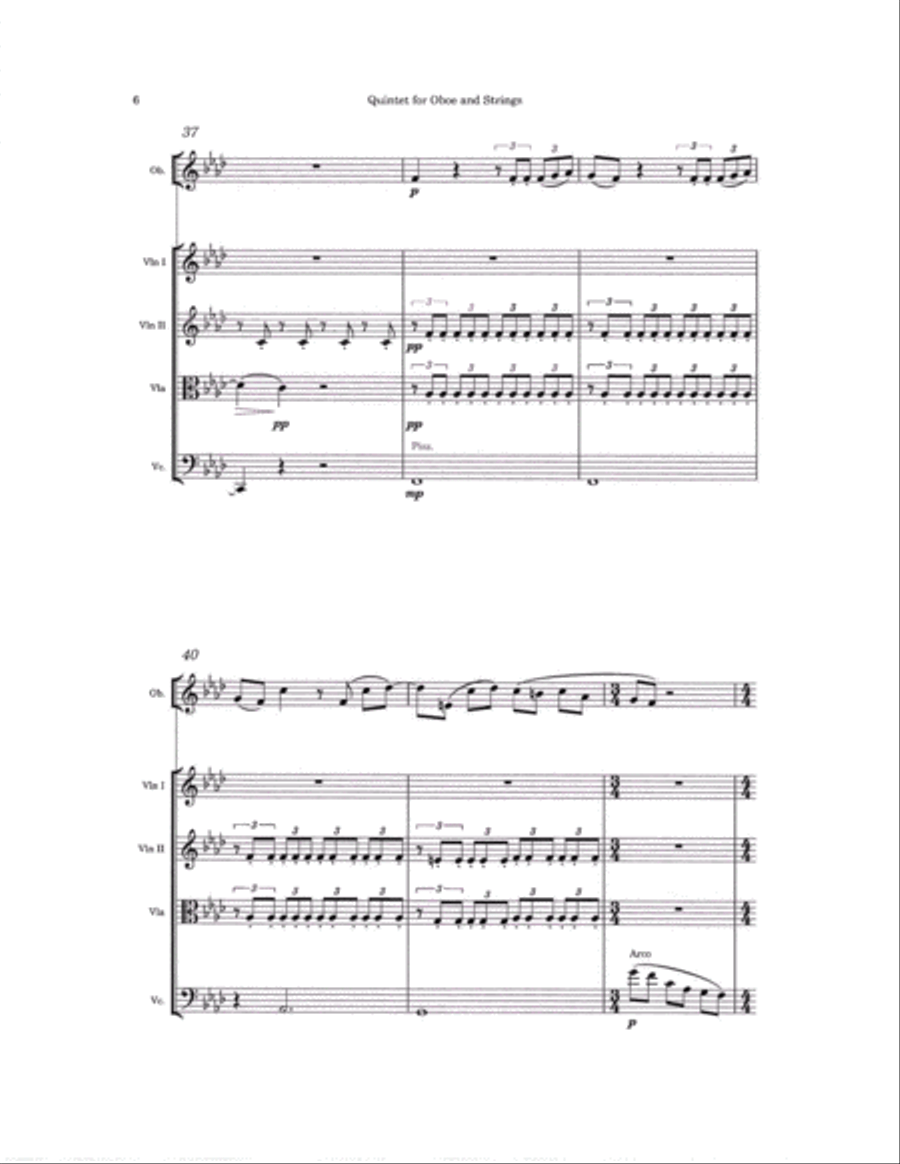 Quintet for Oboe and String Quartet Chamber Orchestra scores gallery preview page 6